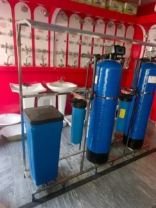 Commercial water filtration system setup displayed for clients in Islamabad.